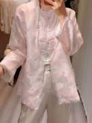 新中式真丝欧根纱上衣时尚气质蕾丝拼接中式复古优雅高级感小外套