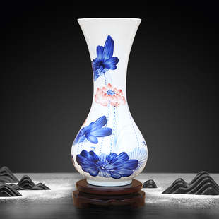 景德镇陶瓷器手绘斗彩青花瓷花瓶，摆件客厅插花装饰品客厅工艺品