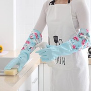 宽口家务手套加厚加长洗衣洗碗防水手套，加绒保暖厨房家用清洁手套