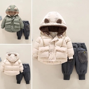 儿童加厚棉服冬季宝宝套装婴幼儿男童女童棉衣连帽洋气两件套
