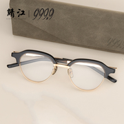 鲭江眼镜日本神级手工复古圆形镜架板材钛架眉框近视镜男女 M-166