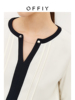 OFFIY-法式春日衬衫 独特漂亮设计感撞色白衬衫长袖上衣小衫