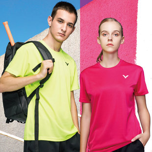 victor威克多胜利羽毛球服男女同款运动针织短袖T恤透气90022