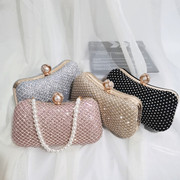 ebay欧美水钻包镶钻珍珠枕型单肩斜跨网钻包闪亮礼服晚宴手拿包