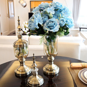 欧式玻璃花瓶摆件透明美式家居，装饰品客厅电视柜餐桌轻奢干花插花