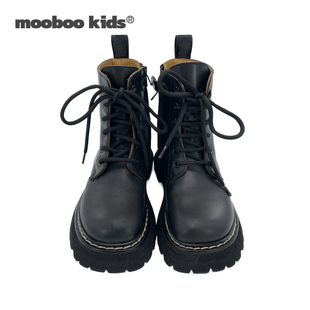 墨宝童装moobookids_好用可以穿很多年不过时牛皮机车黑色靴