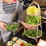 火锅架子专用放菜可沥水家用手工编织多层置物架厨房配菜放菜架