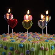 女神节棒棒糖镀金生日蜡烛钻石，爱心浪漫创意，装饰插件蛋糕心形蜡烛
