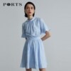 PORTS宝姿连衣裙夏商场同款2023女装喇叭袖连衣裙SL8D034KFD058