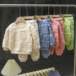 秋冬款儿童睡衣套装男女童，保暖加厚家居服宝宝加绒睡衣婴幼儿棉衣