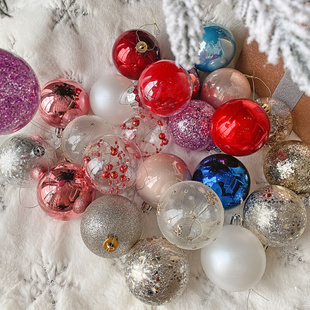 圣诞 季6cm圣诞装饰彩球 唯美透明球圣诞球套装树装饰挂球30件装