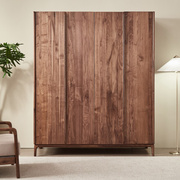 北美黑胡桃木衣柜现代简约全实木，卧室大衣橱平开门日式风格储物柜