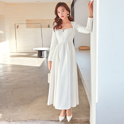 衣阁里拉春秋白色气质聚会宴会礼服裙长款修身显瘦连衣裙品牌