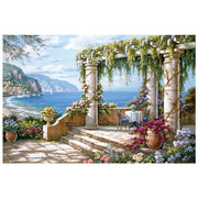 印花DMC棉线十字绣客厅卧室餐厅油画欧式地中海风景海景