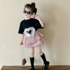 女童短袖T恤百褶裙套装夏装韩版时髦儿童半袖上衣短裙两件套