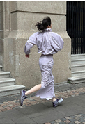 2024春年“散步”运动半身长裙淡紫色黑色半身裙中长款