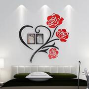 亚克力水晶3d立体墙贴玫瑰花客厅沙发背景墙卧室床头相框照片装饰