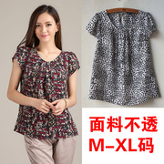 m-xl码夏季女厚雪纺衫，面料不透雪纺短袖，宽松安全雪纺衫衬衫