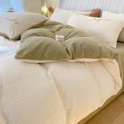 冬季牛奶绒双四件套加厚面，德芙法兰珊瑚绒，床单被套撸猫感床上用品