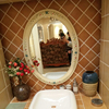 欧式家具美式乡村化妆镜子，梳妆镜浴室镜地中海彩绘，家具椭圆镜0412