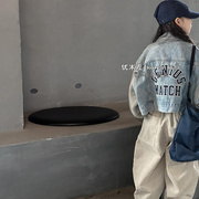 波拉bora韩国童装女童牛仔衣洋气时尚2024儿童秋装外套男童中大童
