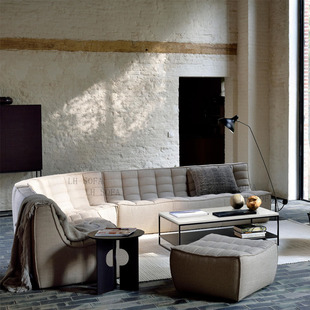 北欧简约设计师懒人沙发客厅华夫格模块转角沙发组合三人无扶手椅