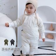 婴儿棉服套装冬季高领外出服男女宝宝韩版加绒保暖夹棉衣服两件套