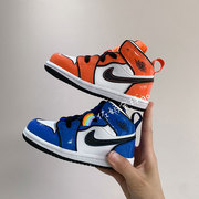 国内 aj1童鞋JORDAN 1儿童篮球鞋 乔1男童女童高帮运动鞋白橙