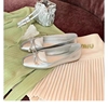 羊皮版~精致珍珠蝴蝶结，平底单鞋2024圆头，浅口软底银色芭蕾鞋