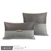 Wild House现代轻奢灰色皮质拼接抱枕金属扣装饰靠垫沙发靠包套