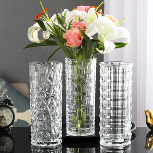 大号加厚欧式玻璃花瓶透明水培，富贵竹百合花瓶客厅装饰插花瓶摆件