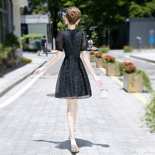 2024夏季黑色裙子女士高端显瘦收腰气质洋气减龄新中式连衣裙