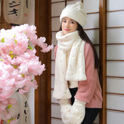 帽子围巾手套三件套一体，套装女冬季韩版学生，少女圣诞节元旦