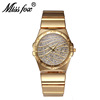 潮流镶水钻表带女士石英手表时装，品牌v230时尚圆形金色男国产腕表