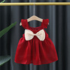 1-3岁宝宝洋气连衣裙春秋款2女童，洋气公主裙婴儿周岁红色礼服裙子