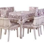 田园桌布布艺餐桌布椅套椅垫，坐垫圆桌台布茶几，布蕾丝(布蕾丝)餐椅套套装