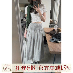 JMWOMEN米白复古木耳边碎花短袖T恤女夏新款宽松纯棉短款圆领上衣
