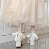 仙女风白色玛丽珍单鞋，女2024小众粗跟法式少女高跟鞋伴娘鞋子