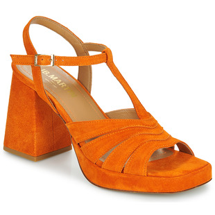 jbmartin女凉鞋英伦，风气质露趾真皮丁式扣带超高跟橙色夏季2024