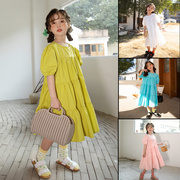 2021童装女童夏季连衣裙韩版中大童亲子装，纯棉公主短袖大摆裙