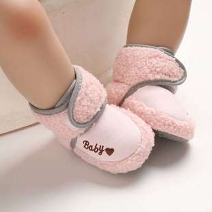 一岁宝宝学步鞋冬季保暖加绒0一6一12月婴儿，软底防滑地板棉鞋子厚