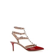 valentino女士红色漆皮金属，效果铆钉包脚高跟凉鞋ww2s0375-vn