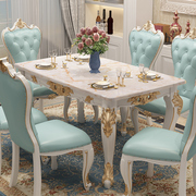 欧式餐桌家用小户型长方形，实木大理石简欧餐桌椅，组合现代简约桌子