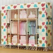 简易衣柜双人实木布衣柜衣橱架加粗牛津布折叠收纳推拉门儿童柜。