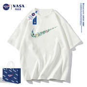 NASA联名潮牌短袖t恤男夏季2024纯棉宽松休闲情侣重磅体恤