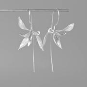 山霖《空谷幽兰》s925纯银耳环，立体兰花朵中国风复古设计师原创。