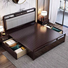 新中式全实木床1.8米双人床现代简约1.5主卧软包婚床轻奢高箱储物