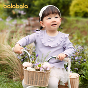 巴拉巴拉女童t恤宝宝秋装婴儿长袖打底衫内搭甜美荷叶边活泼洋气