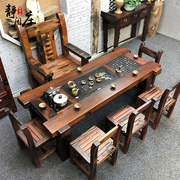 老船木功夫茶几中式仿古茶桌椅组合客厅家用全实木茶台禅意茶艺桌