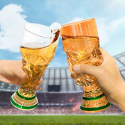 2022世界杯啤酒杯足球玻璃大力神杯球迷扎啤杯助威高脚果汁杯耐热
